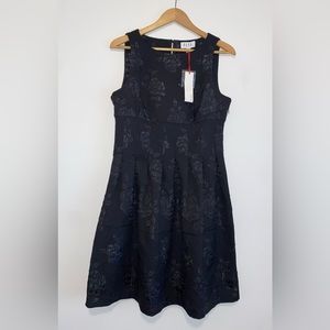 Floral Pleated Black Dress